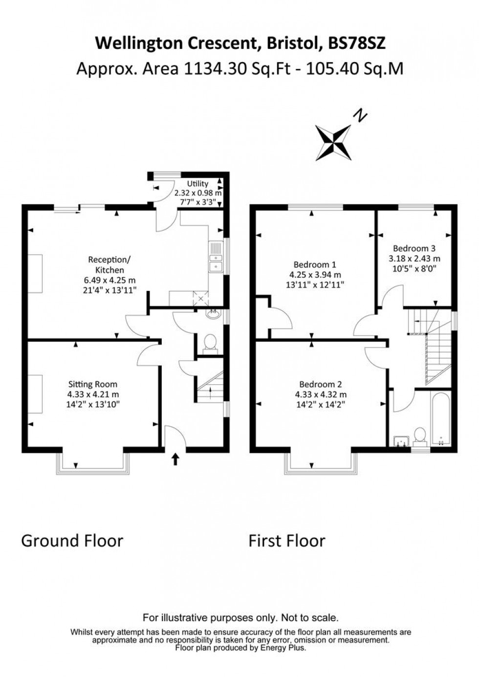 Floorplan for Wellington Crescent, Horfield, Bristol BS7