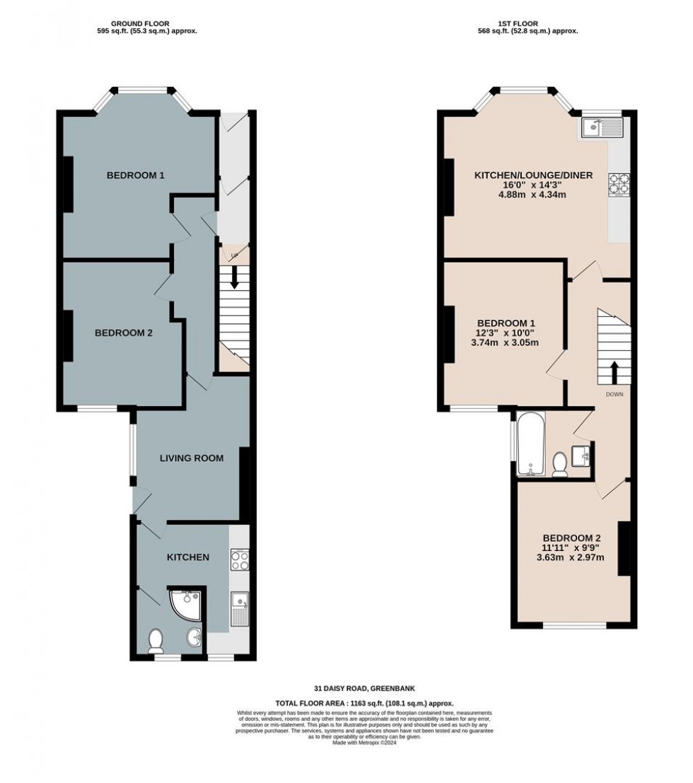 Floorplan for Daisy Road, Greenbank, Bristol