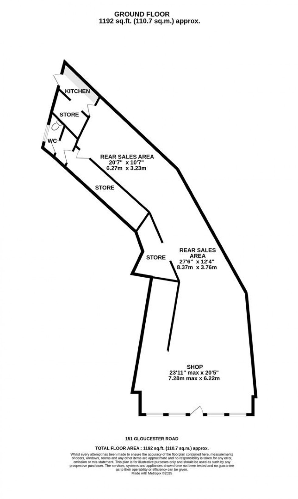 Floorplan for Gloucester Road, Bishopston, Bristol